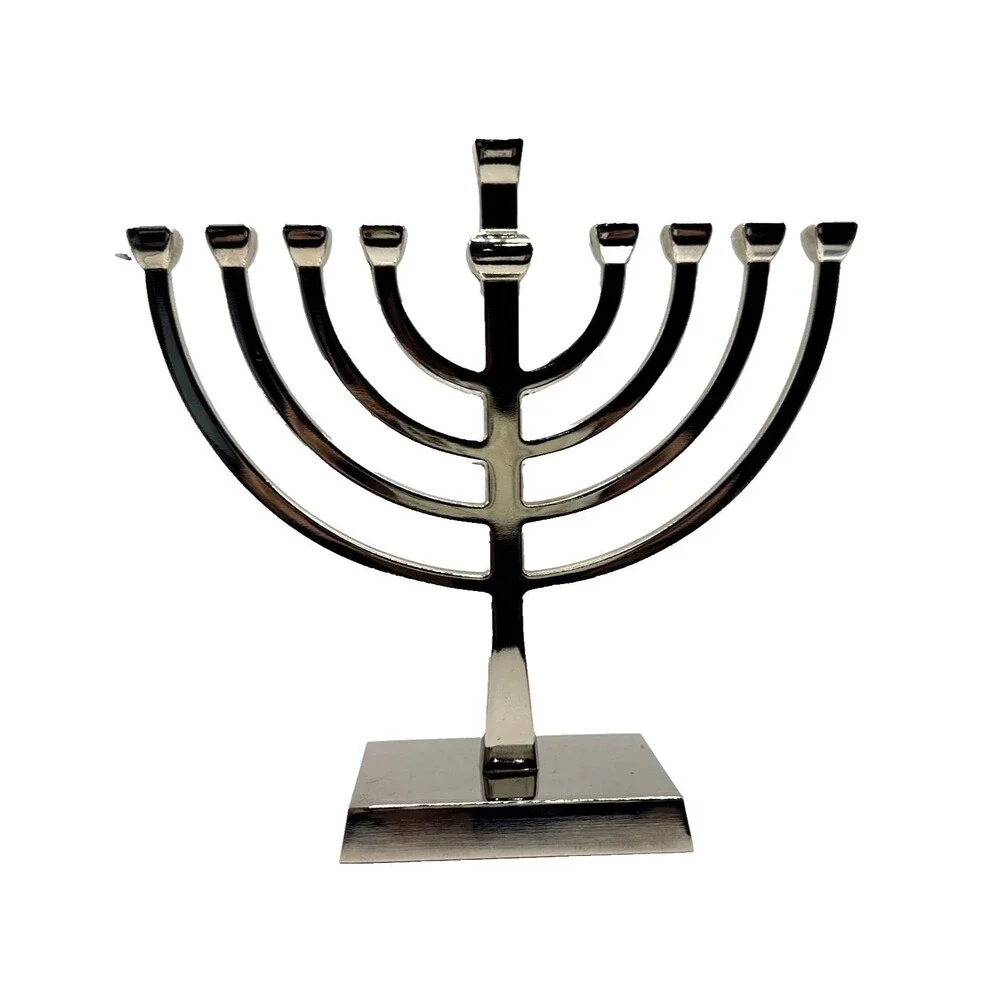 Menorah Aluminum 9 Branches Including Candles Minimalist Design